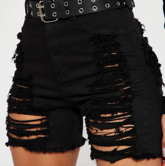 Distressed High Rise Shorts - Picture 2 of 3